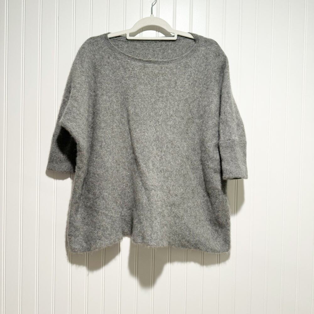 Garnet Hill Gray Cashmere Sweater Half Sleeves Size XL